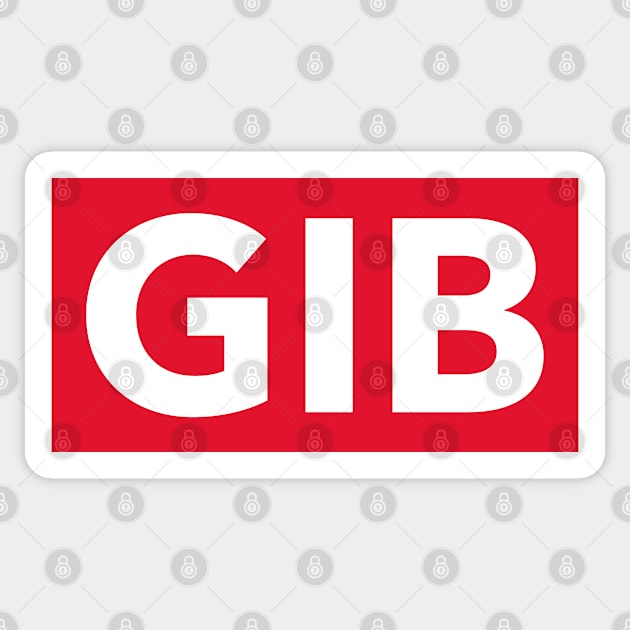 Bold white ‘GIB’ giblets text with a red background Sticker by keeplooping